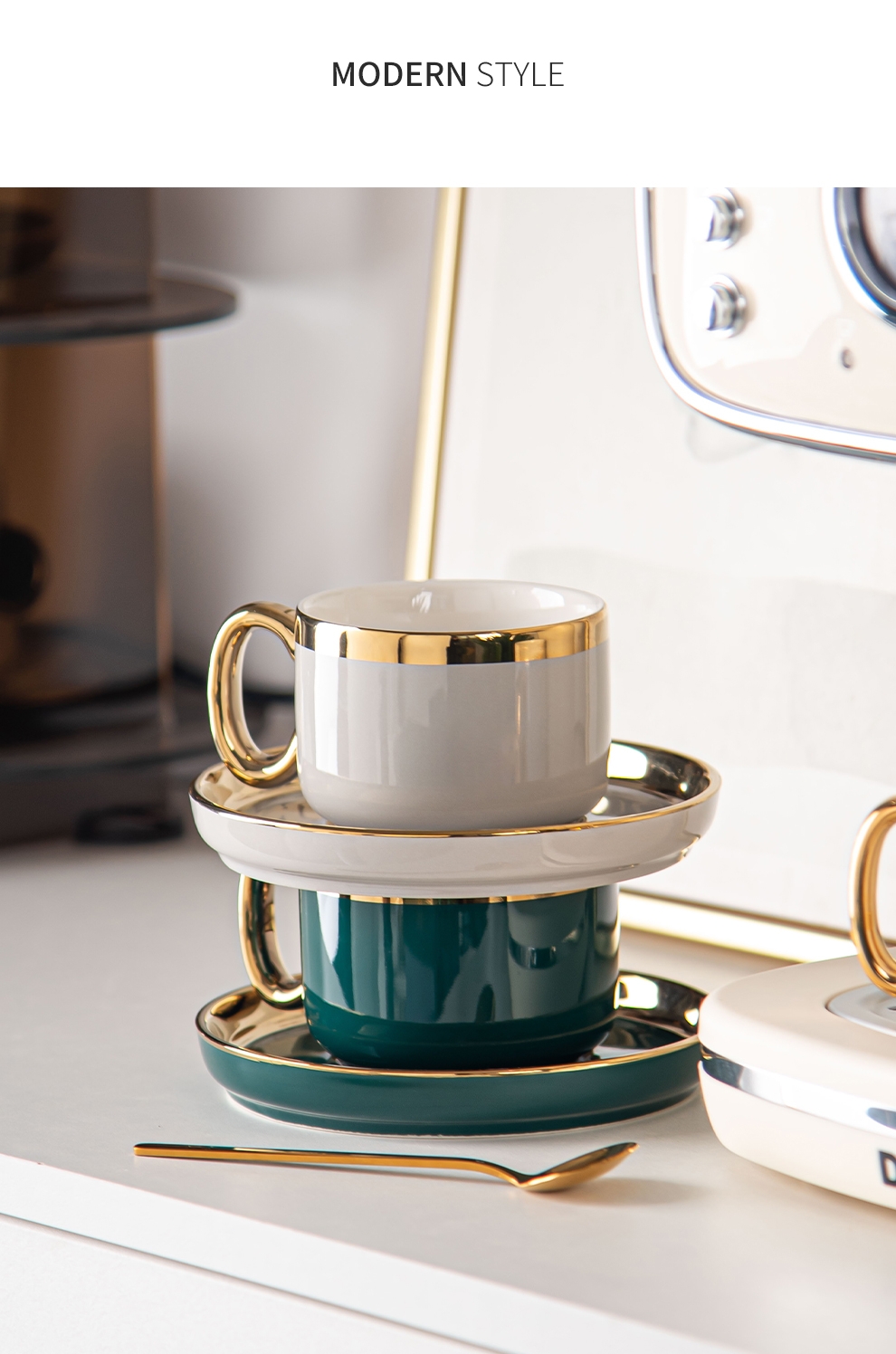 Luxurious Gold Rim Ceramic Tableware Set For Christmas Elegant Tea Cup And Coffee Mug