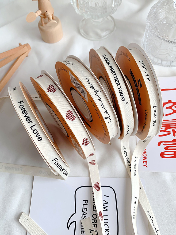 13mm Printed Cotton Ribbon DIY Craft Packing Ribbon For Gift
