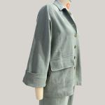 Womens Linen Cotton Green Two Pieces Comfy Long Sleeve Button Tops With Pocket