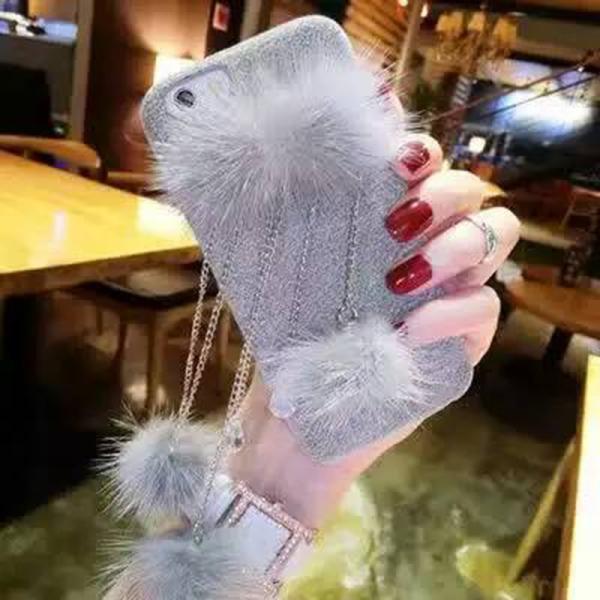 Buy cheap DIY Luxurious Small Fox Hair Chain Ball Pendants Cloth Type Cell Phone Case Cover For iPhone 7 6s Plus from wholesalers