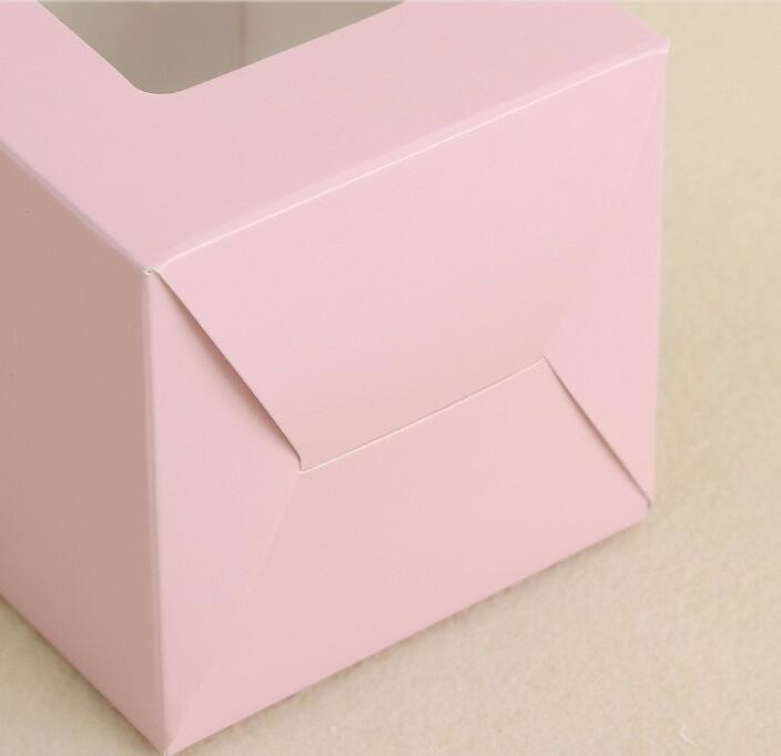 economy Cupcake Box White Window Cake Box customized Wedding Cake Box,6inch in stock PET Plastic Clear birthday Cake Box