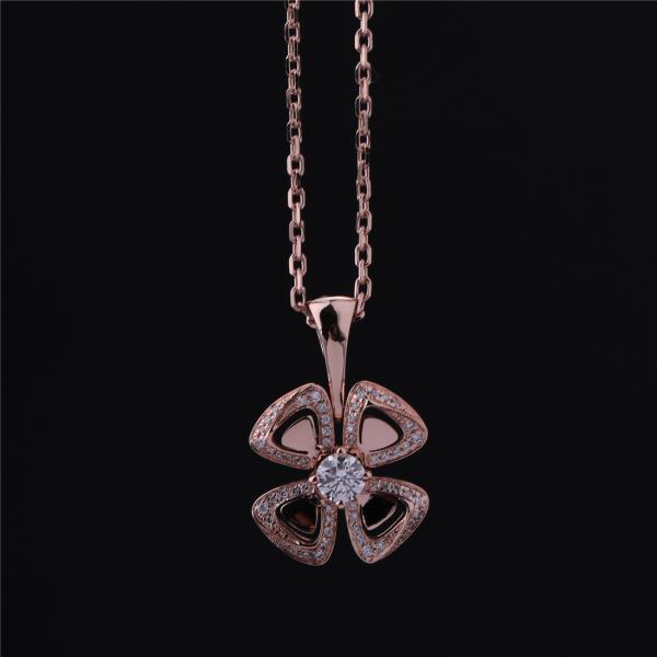 Buy cheap Italy Fiorever Necklace 18K Rose Gold Pendant set with a central diamond and pavé diamonds REF 356223 from wholesalers