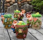 Resin garden gnome elf figurine flower pot garden decoration