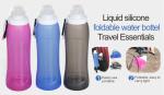 Blue Workout Water Bottles 500ML Foldable Silicone Sports Bottle