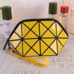 Break Resistant Geometric Diamond Lattice PU Clutch Makeup Bag