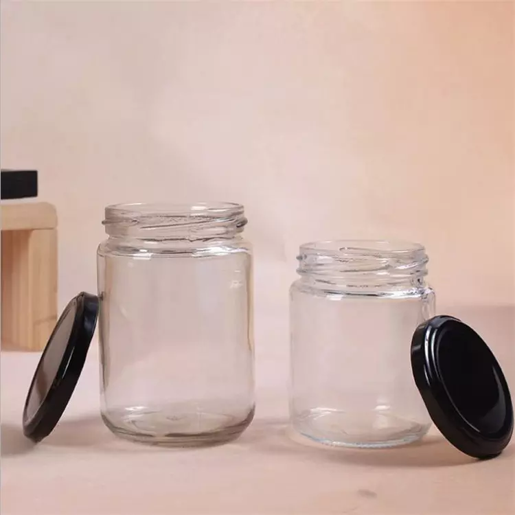Black Plastic Sealed Wide Mouth 30ml 60ml 90ml 120ml 180ml 250ml 500ml Round Glass Jar