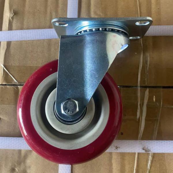 Buy cheap Medium Duty Trolley Casters 4 Inch Red Polyurethane Swivel Wheels PVC Ball Bearing from wholesalers