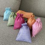 5.5 x 3.9 Inch 6 Color Burlap Favor Gift Bags Linen Drawstring Bags for Gifts