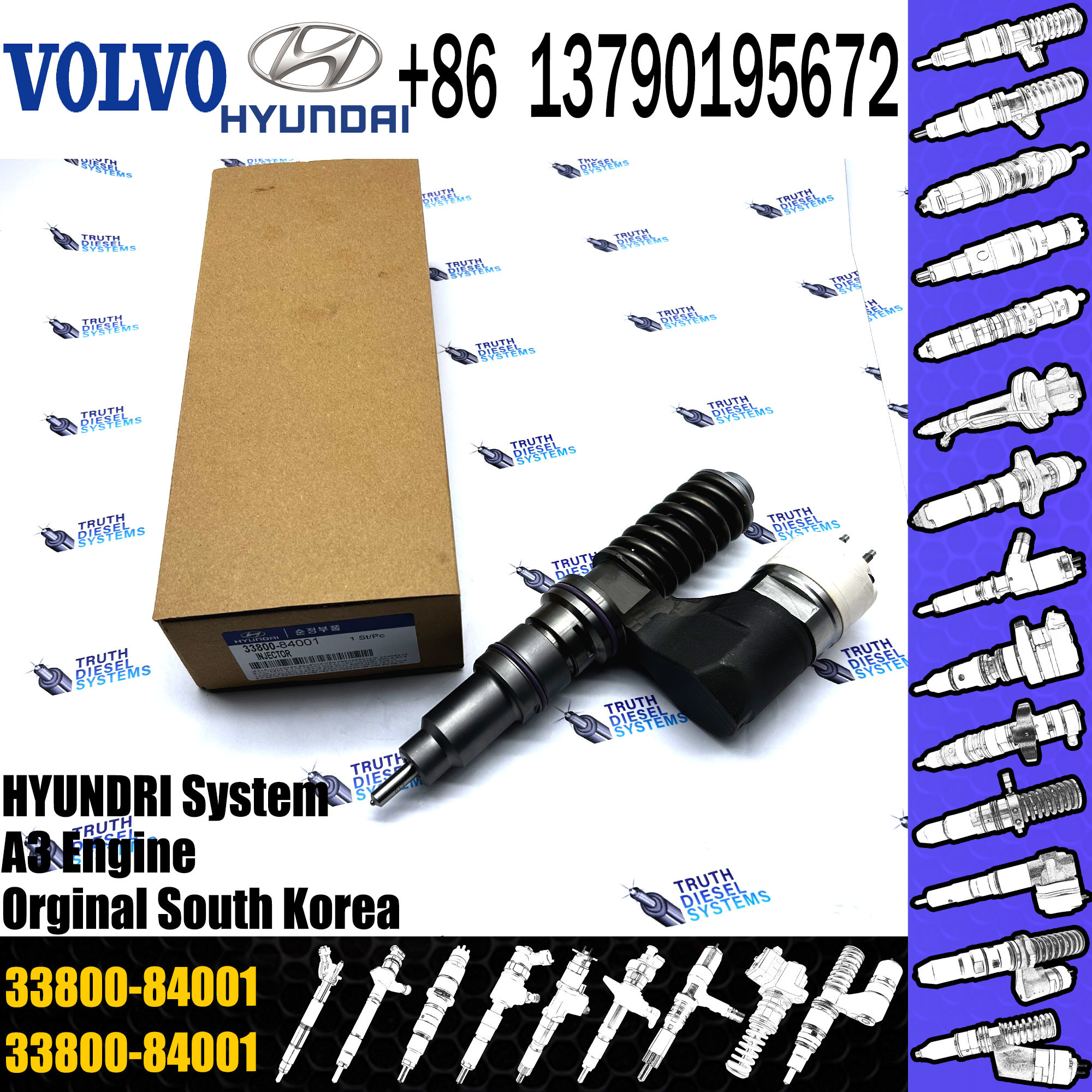 Diesel engine fuel injector 33800-84001 diesel engine injector 33800-84001 for diesel engine D6CA
