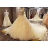 Buy cheap Comfortable Strapless Ladies Bridal Gown Cream Princess Long Tulle Tail from wholesalers