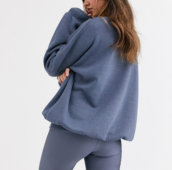 Oversize Plain Crew Neck Sweatshirt Dropped Shoulder Sweatshirt In Elephant Gray