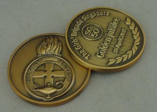 Quality Soft Enamel Police Coin Brass Die Stamped Gold With Diamond Edge for sale