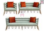 Stainless Steel Base Fabric Restaurant Bench Seating 210cm Length Arrowed Shaped
