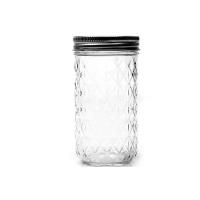 Buy cheap Embossed Clear Wide Mouth Pint Jars For Beverage Jam SGS Certification product