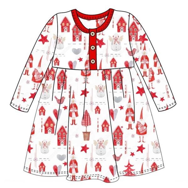 Buy cheap Christmas Baby long sleeve girls dresses christmas printing clothing children outfits girl dress from wholesalers