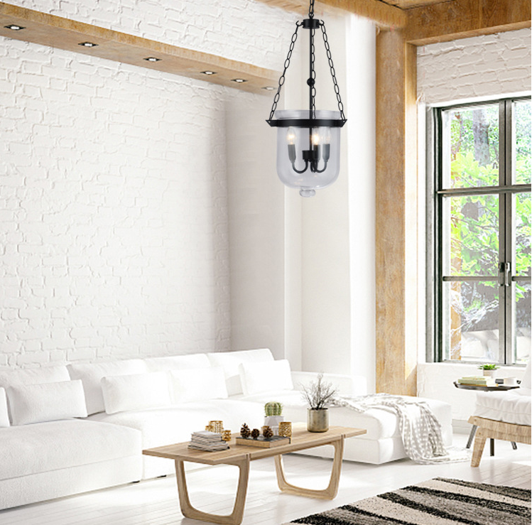 Vintage Glass Pendant Lamps Retro American Country Loft Iron Pendant Light(WH-CI-129)