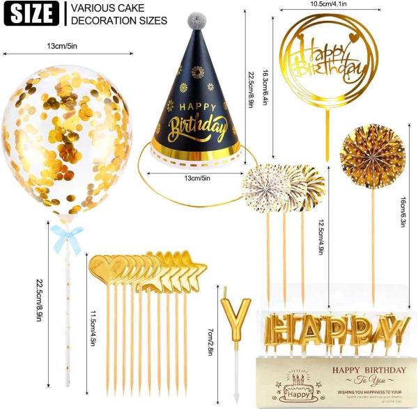 Buy cheap Birthday Cake Topper Set Happy Birthday Cupcake Topper Letters Cake Candles Toppers Confetti Balloon Stars Hearts from wholesalers