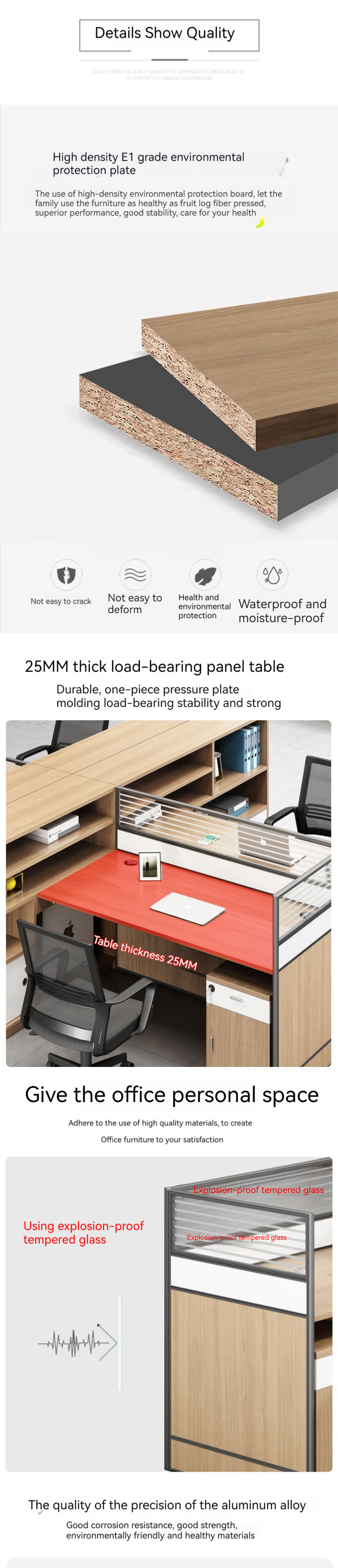 ISO9001/ISO14001 Certified Villa Desk Sub-Office for and Durable Finance Desk Staff