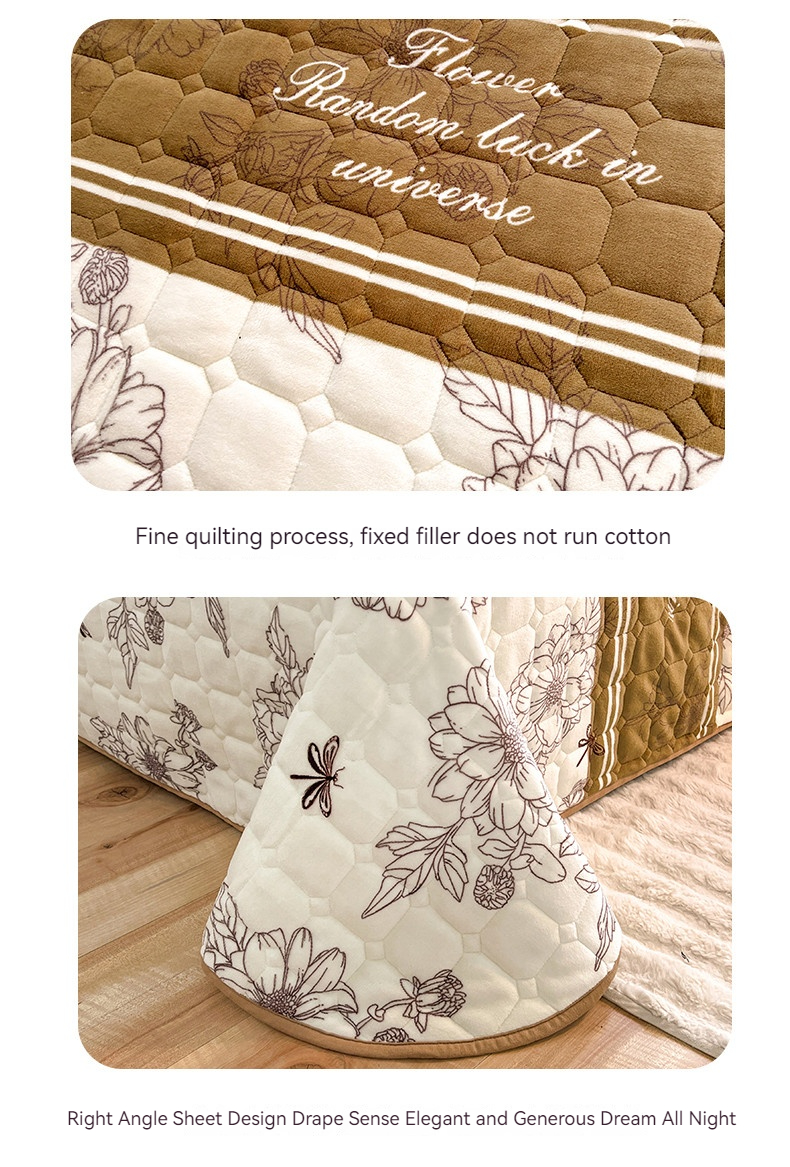 Thickened Warm Winter Quilt 4-piece Set Lamb Fleece and Milk Fleece Plush Bed Covers