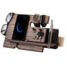 Buy cheap Natural Walnut Ash Wood Phone Docking Station Key Hooks Holder Wallet Stand Watch Organizer Men Gift Desktop Storage Rack from wholesalers