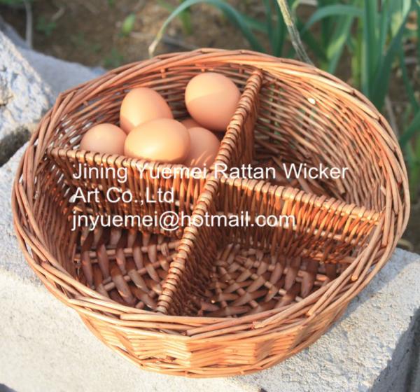 Buy cheap 2016 new round shape wicker kitchen storage basket 4 partitions from wholesalers