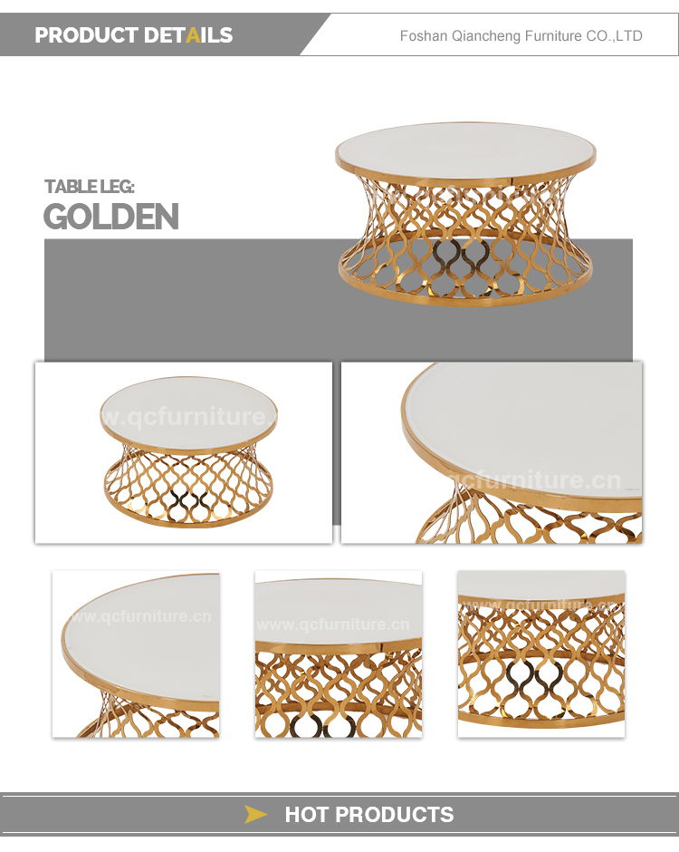 Modern Style Dia 90cm SS Coffee Table Round Shape Golden frame