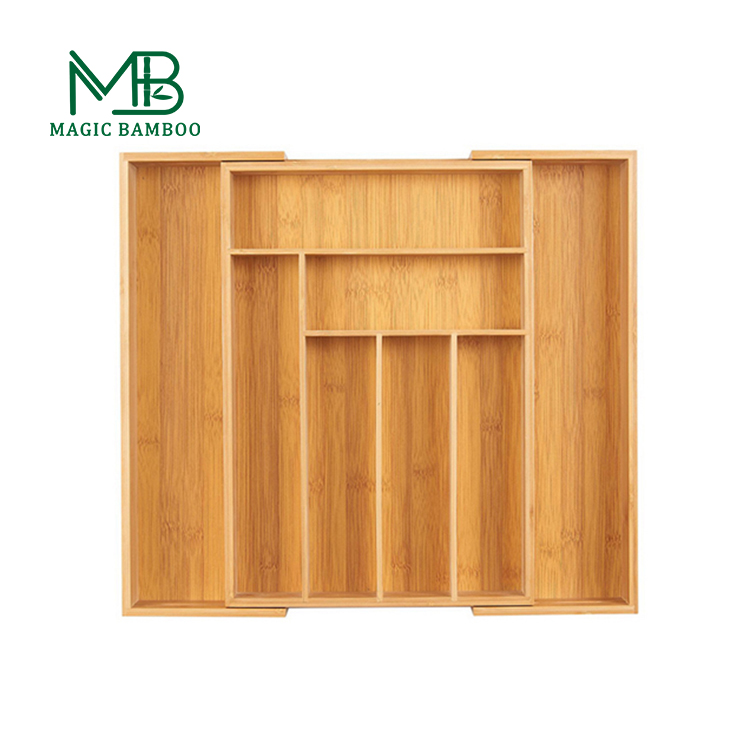 Other Home Storage Organization 8 Compartment Adjustable Bamboo Cutlery Serving Tray