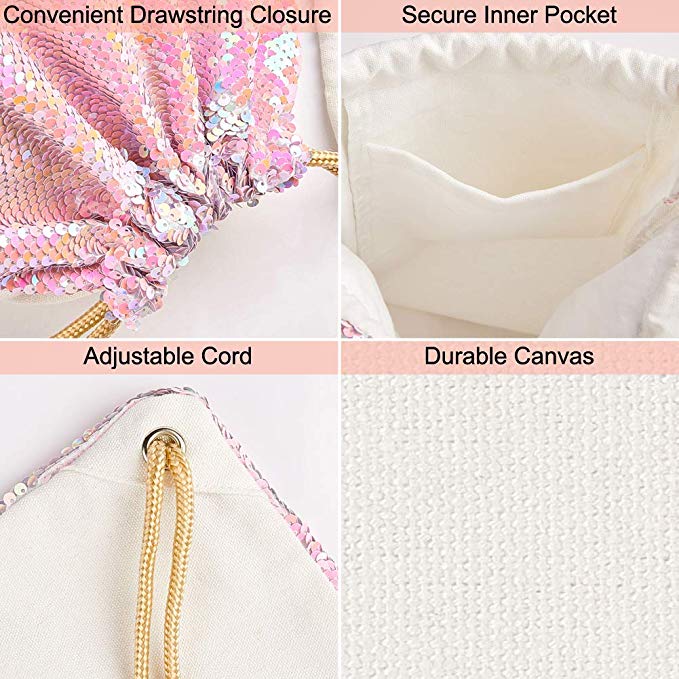 Adjustable Cord Mesh Drawstring Bags , Glitter Drawstring Backpack Secure Inner Pocket