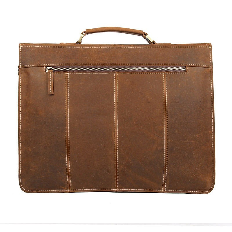 Waterproof Genuine Leather Briefcase Rugged Leather Computer Laptop Bag BRB10