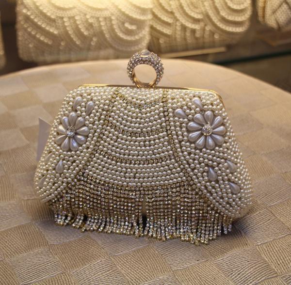 Buy cheap European and American high-grade diamond evening bag banquet bride tassel Clutch from wholesalers