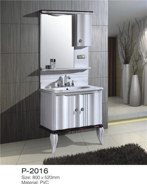 Two Foot Floor Standing Bathroom Sink And Cabinet PVC Material Anti Cracking /