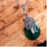 Buy cheap Thai 925 Silver Pendant Necklace Green Agate and Marcasite(JX467GREEN) from wholesalers