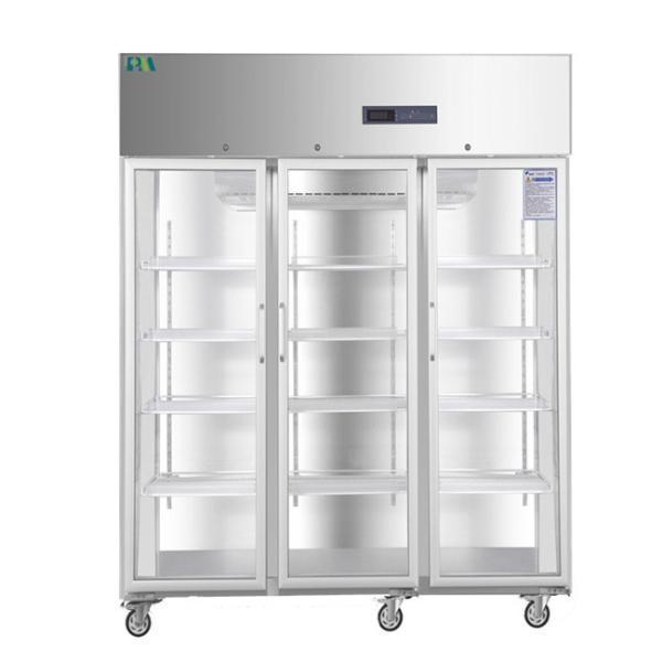 Stainless Steel 1500 Liters Capacity Pharmacy Medical Refrigerator Three Glass