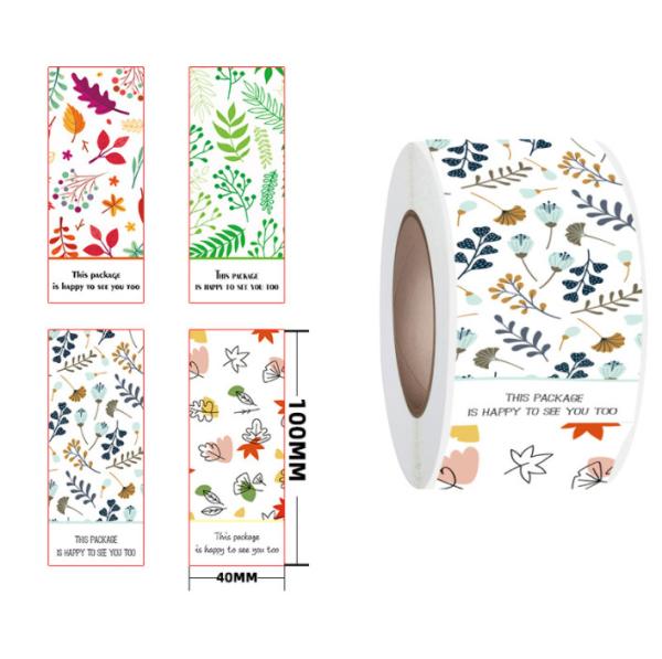 Buy cheap Plant Flower Pattern Rectangular Adhesive Label Sticker 40*100mm for Gift Box from wholesalers