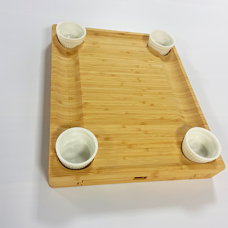 Natural Bamboo Kitchen Cutting Board With Multifunctional Knives And Drawer