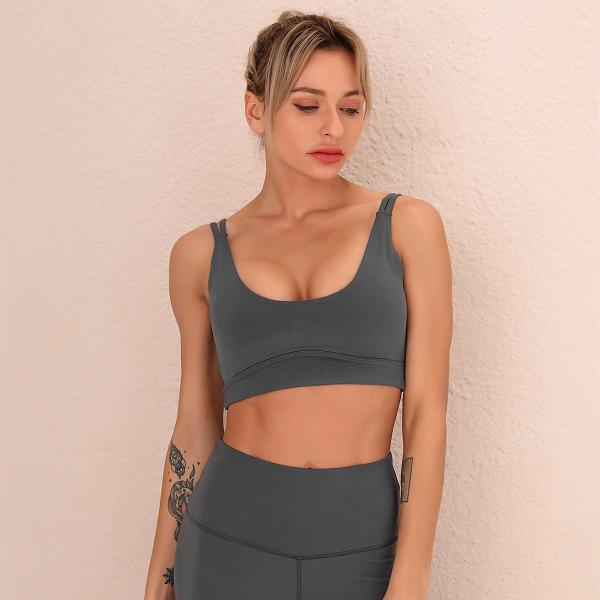 Buy cheap Europe and the United States shoulder straps hollow back yoga bra nude grooming fast-dry running vest fitness clothes wo from wholesalers