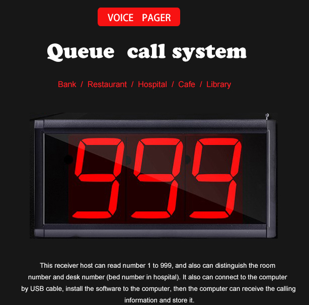 Best price 433.92MHz wireless pager system slim button and display receiver for restaurant