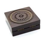Keepsaking Black Lidded Wooden Box Mango Wood Storage Box 10x10x3.8cm