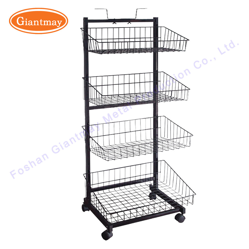 Retail Potato Chip Floor Shelf Snack Basket Metal Display Rack