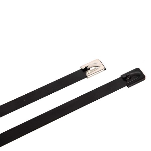 Buy cheap SS304 Black Coated Stainless Steel Cable Tie 7.87 Inch 0.4mm Thickness from wholesalers