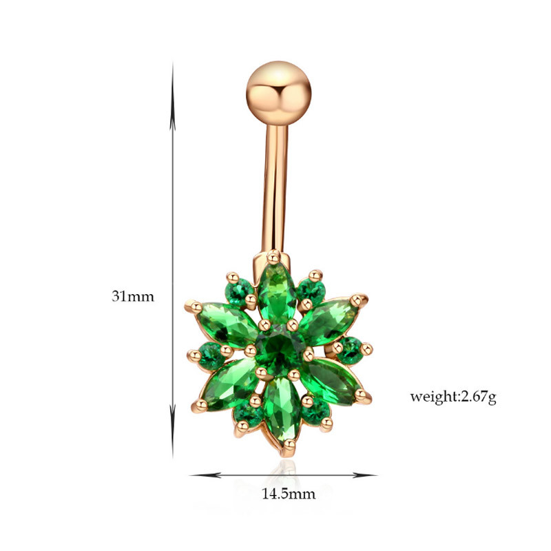 Newest flower shaped navel ring zircon belly button ring piercing jewelry