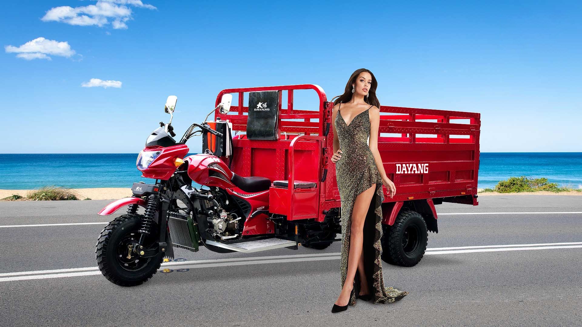 300cc Heavy Duty Q8 5 Wheels Motorized Cargo Tricycle for Passenger Transportation