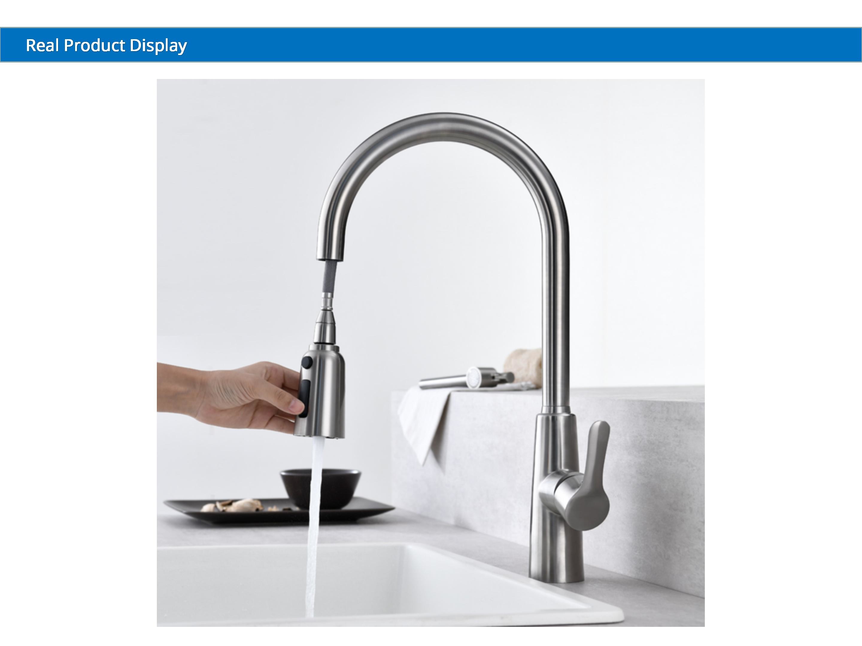 Triple Mode Sprayer Flexible Kitchen Faucet IPX5 CUPC Ceramic Cartridge sink tap