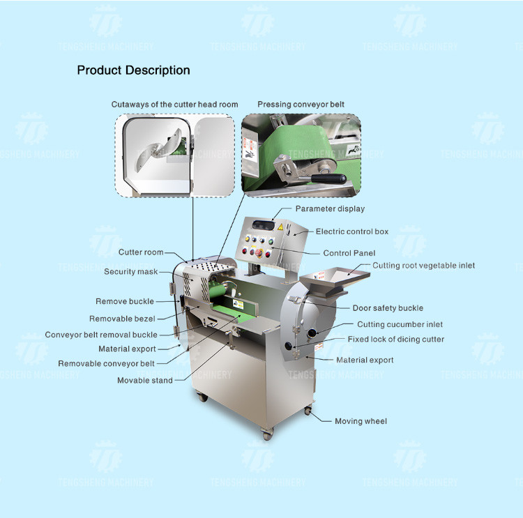 2.25kw 1000kg/h Vegetable Cutter Potato Slicer Machine