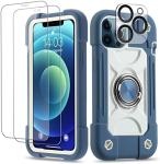 iPhone 12 Pro Max Case 6.7" - Heavy-Duty Shockproof, Ring Stand, Glass Screen &