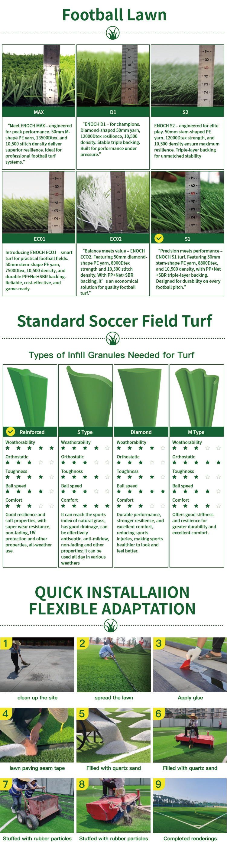 Weather Resistant Realistic Synthetic Turf for Soccer Stadiums High Performance Natural Looking Artificial Football Grass
