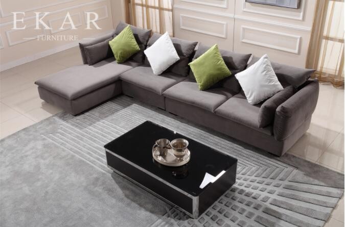 European Modern Elegant Extra Large Velvet Black Sectional Sofa Furniture