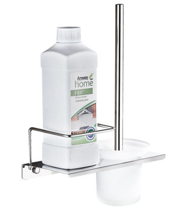 Wall-Mounted stainless steel holder and metal handle toilet brush bathroom rubber toilet brush with hotel