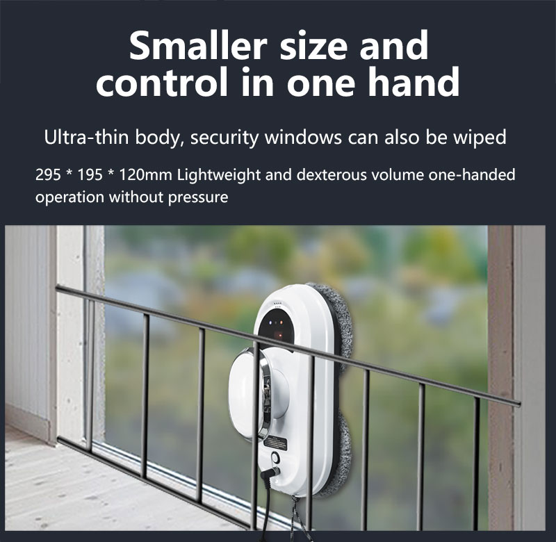 Household 3 Mins/M2 Electric Remote Glass Cleaner White Vacuum Cleaner For Windows
