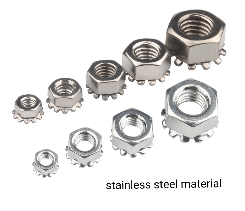 Galvanized Locking Acorn Nut , DIN6923 Locking Acorn Nut Colored Plating M3-M10